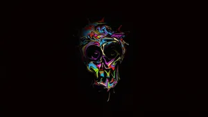 A Colorful Skull On A Black Background Wallpaper
