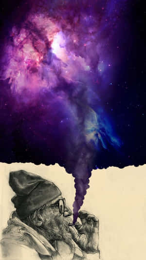 A Cosmic Journey On Your Iphone: Trippy Stoner Wallpaper Wallpaper