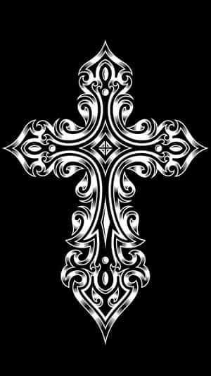 A Cross With An Ornate Design On A Black Background Wallpaper