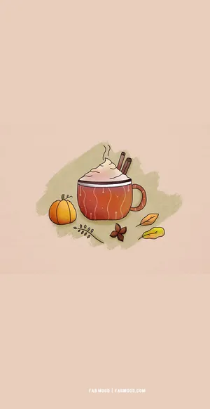 A Cup Of Hot Cocoa With Pumpkins And Spices Wallpaper