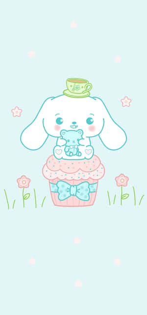 A Cute Bunny With A Cupcake On His Head Wallpaper