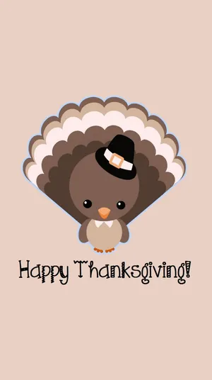 A Cute Turkey With The Words Happy Thanksgiving Wallpaper