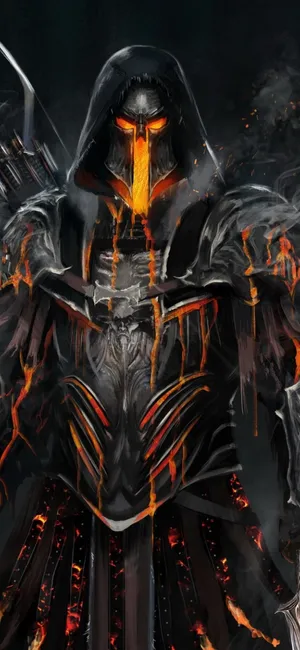 A Dark Knight With A Sword And Flames Wallpaper