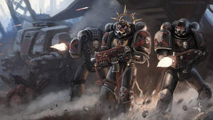 A Deathwatch Space Marine Stands Ready To Defend The Imperium Of Man Wallpaper