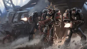 A Deathwatch Space Marine Stands Ready To Defend The Imperium Of Man Wallpaper