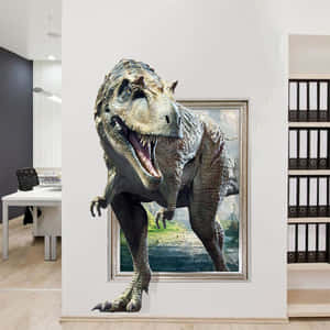 A Dinosaur Wall Sticker In An Office Wallpaper