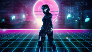 A Disaffected Future Warrior, Ready For Cyberpunk Combat. Wallpaper
