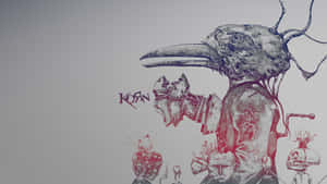 A Drawing Of A Bird With A Skull And A Bird Wallpaper