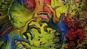 A Drawing Of A Zombie With A Heart Wallpaper