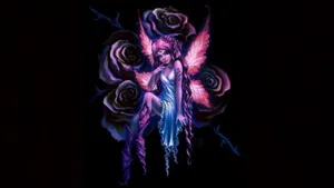 A Fairy With A Purple Rose On Her Head Wallpaper