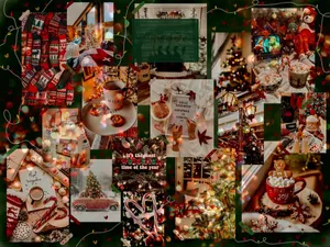 A Festive Christmas Collage Laptop For A Cheerful Holiday Season. Wallpaper