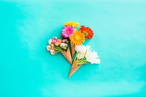 A Field Of Vibrant Blue Flowers, Lighting Up Spring Time Wallpaper