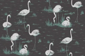 A Flock Of Flamingos Brings Cheerful Colour To A Dreary Day. Wallpaper