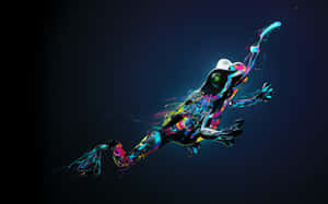 A Frog Jumping In The Air With Colorful Paint Wallpaper