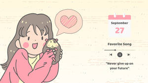 A Girl Holding A Teddy Bear And A Heart Wallpaper