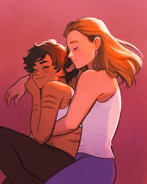 A Girl Is Hugging Another Girl Wallpaper