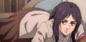 A Girl Is Laying On A Bed With Her Head Down Wallpaper