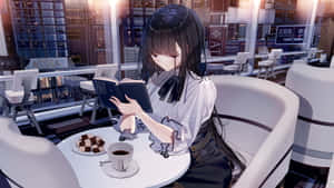 A Girl Is Sitting In A Chair Reading A Book Wallpaper