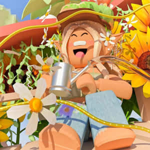 A Girl Is Sitting On A Flower Bed Wallpaper