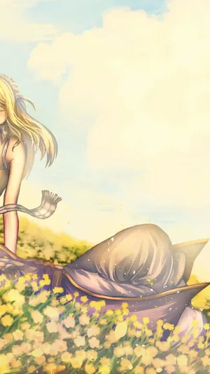 A Girl Sitting In A Field Of Flowers Wallpaper