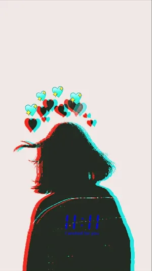 A Girl With Hearts On Her Head Wallpaper