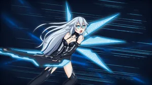 A Girl With Long Hair And Blue Eyes Holding A Sword Wallpaper