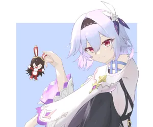 A Girl With Purple Hair And A Pink Teddy Bear Wallpaper