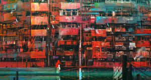 A Glitched Out Kowloon Walled City In Tokyo Wallpaper