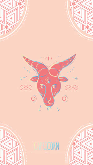 A Goat With A Geometric Pattern On A Pink Background Wallpaper