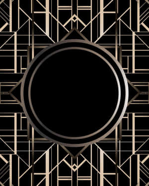 A Gold And Black Deco Frame With A Circular Frame Wallpaper