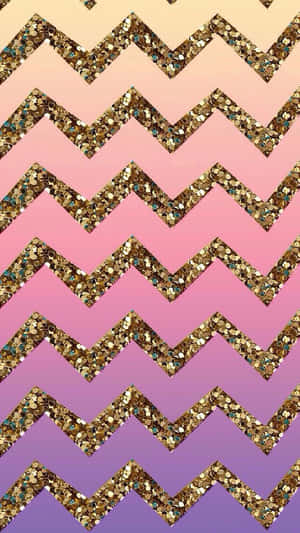 A Gold Chevron Pattern With Purple And Pink Colors Wallpaper