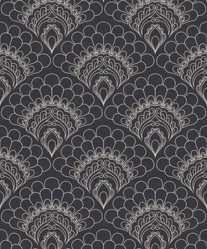 A Gray And White Pattern With A Floral Design Wallpaper
