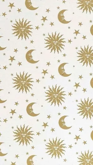 A Harmonious Blend Of The Sun And Moon In A Celestial Sky Wallpaper