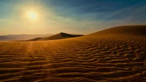 A Hot And Dry Desert Under An Intense Sun. Wallpaper