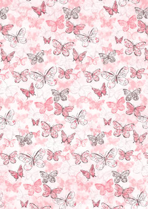 A Kaleidoscope Of Gray And Cute Pink Butterfly Wallpaper