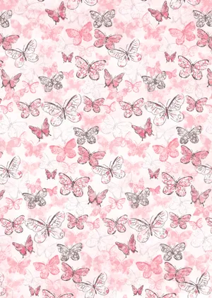 A Kaleidoscope Of Gray And Cute Pink Butterfly Wallpaper