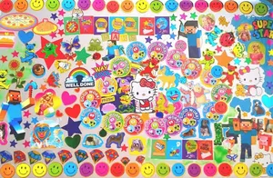 A Large Wall Of Stickers With Many Different Characters Wallpaper