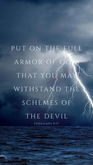 A Lightning Bolt With The Words Put On The Full Armor Of God That You May Stand Against The Schemes Of The Devil Wallpaper