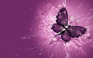 A Magnificent Violet Butterfly Adorns The Air. Wallpaper