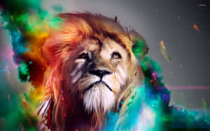 A Majestic Abstract Lion With Golden Mane And Tail. Wallpaper