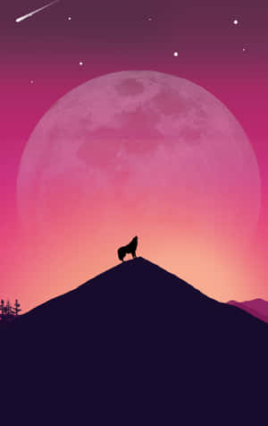 A Majestic Pink Wolf Stares Into The Distance With A Quiet Curiosity Wallpaper