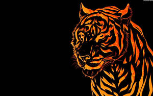 A Majestic Tiger Artwork Against A Black Background Wallpaper