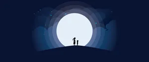 A Man And Woman Standing On A Hill With A Light Shining Through The Sky Wallpaper