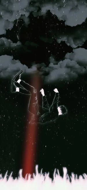 A Man Is Floating In The Air With A Red Light Wallpaper