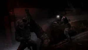 A Man Is Holding A Gun In A Dark Room Wallpaper