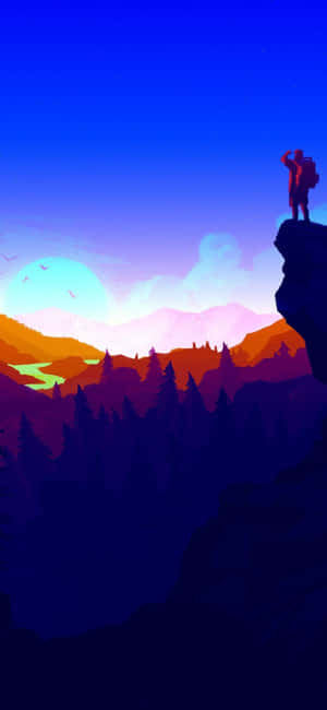 A Man Is Standing On A Cliff Overlooking The Mountains Wallpaper