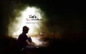 A Man Sitting On The Ground With The Words Let's Go Wallpaper