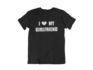 A Man Wearing A Black Shirt With A Loving Declaration To His Girlfriend. Wallpaper