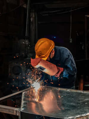 A Man Welding Metal Wallpaper