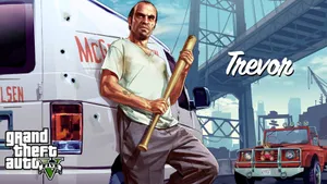 A Man With A Baseball Bat Is Standing Next To A Truck Wallpaper